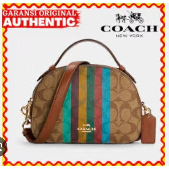 COACH Serena Satchel Crossbody Bag In Signature Canvas With Stripe C5642 - Picture 5 of 12